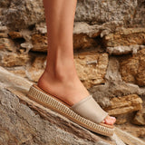 Stay Taupe Flatform Mule Sandals
