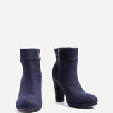 Stefani Navy Heeled Ankle Boots