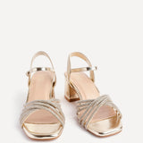 Strictly Wide Fit Gold Diamante Heels