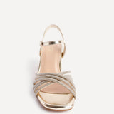 Strictly Wide Fit Gold Diamante Heels