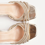 Strictly Wide Fit Gold Diamante Heels