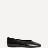 Structure Black Faux Leather Square Toe Ballet Flats