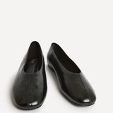 Structure Black Faux Leather Square Toe Ballet Flats