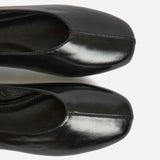 Structure Black Faux Leather Square Toe Ballet Flats