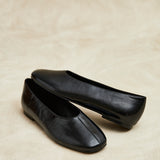 Structure Black Faux Leather Square Toe Ballet Flats