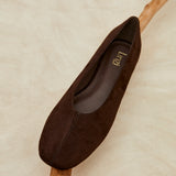 Structure Brown Faux Suede Square Toe Ballet Flats