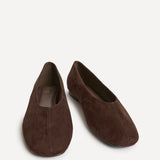 Structure Brown Faux Suede Square Toe Ballet Flats