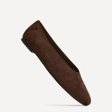 Structure Brown Faux Suede Square Toe Ballet Flats