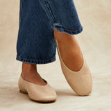 Structure Nude Faux Leather Square Toe Ballet Flats
