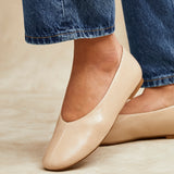 Structure Nude Faux Leather Square Toe Ballet Flats