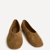Structure Tan Faux Suede Square Toe Ballet Flats