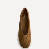 Structure Tan Faux Suede Square Toe Ballet Flats