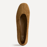 Structure Tan Faux Suede Square Toe Ballet Flats