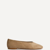 Structure Taupe Faux Suede Square Toe Ballet Flats