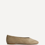 Structure Taupe Faux Suede Square Toe Ballet Flats