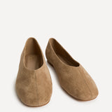 Structure Taupe Faux Suede Square Toe Ballet Flats