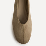 Structure Taupe Faux Suede Square Toe Ballet Flats