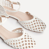 Suki White Woven Sandals