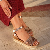 Sundown Rose Gold Espadrille Flatform Sandals