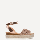 Sundown Rose Gold Espadrille Flatform Sandals