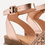 Sundown Rose Gold Espadrille Flatform Sandals
