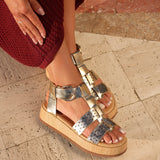 Sunkissed Gold Gladiator Flatform Sandals