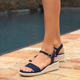 Sunrise Navy Espadrille Flatform Sandals
