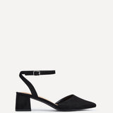 Suzy Wide Fit Black Faux Suede Court Heels