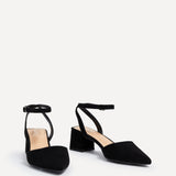 Suzy Wide Fit Black Faux Suede Court Heels