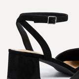 Suzy Wide Fit Black Faux Suede Court Heels