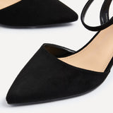 Suzy Wide Fit Black Faux Suede Court Heels