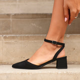 Suzy Wide Fit Black Faux Suede Court Heels