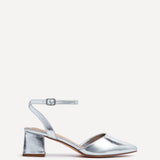 Suzy Wide Fit Silver Faux Leather Court Heels