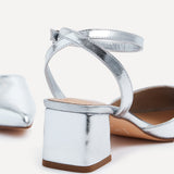 Suzy Wide Fit Silver Faux Leather Court Heels