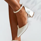 Swan Bridal Ivory Satin Pearl Court Heels