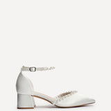 Swan Bridal Ivory Satin Pearl Court Heels