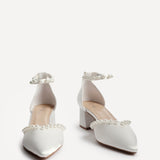 Swan Bridal Ivory Satin Pearl Court Heels