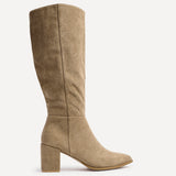 Swerve Beige Heeled Long Boots