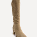Swerve Beige Heeled Long Boots