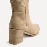 Swerve Beige Heeled Long Boots