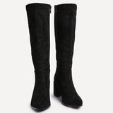 Swerve Black Heeled Long Boots