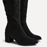 Swerve Black Heeled Long Boots