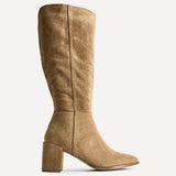Swerve Beige Heeled Long Boots
