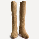 Swerve Beige Heeled Long Boots