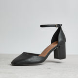 Sydney Black Square Toe Court Heels