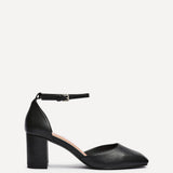 Sydney Black Square Toe Court Heels