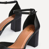 Sydney Black Square Toe Court Heels