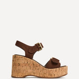 Sync Brown Faux Suede Wedge Sandals
