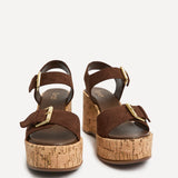 Sync Brown Faux Suede Wedge Sandals
