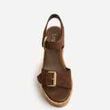 Sync Brown Faux Suede Wedge Sandals